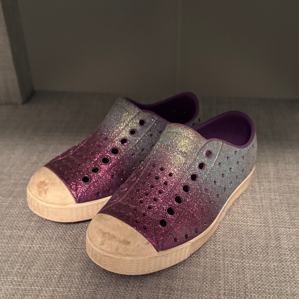 Native Glittery Purple and Blue Kids Sneakers